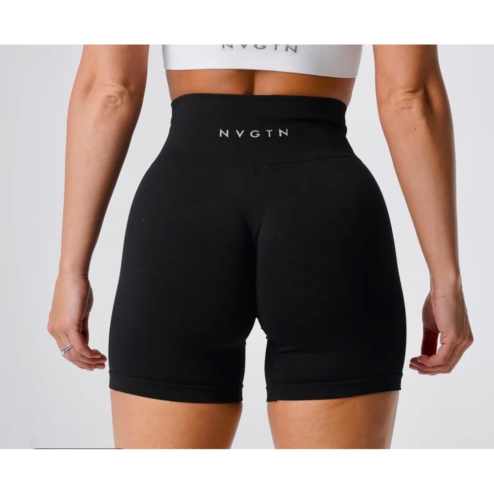 NVGTN Black Seamless High Waisted Contour Biker Shorts Womens Small Gym Fit